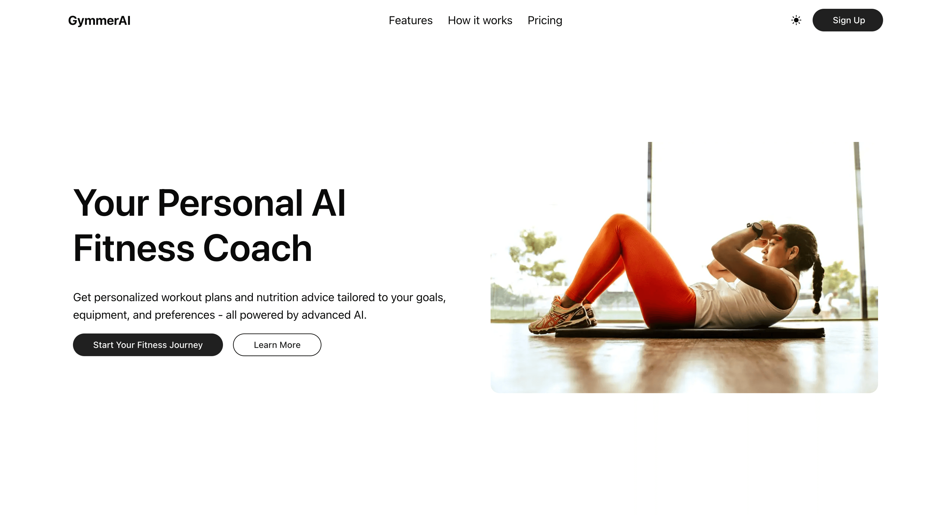 GymmerAI web app preview